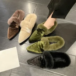 Women Thick Fur Winter Slippers Warm Shoes Slippers Platform Heels Casual Cotton  Home Slides Boots 2023 New Plush Women Shoes