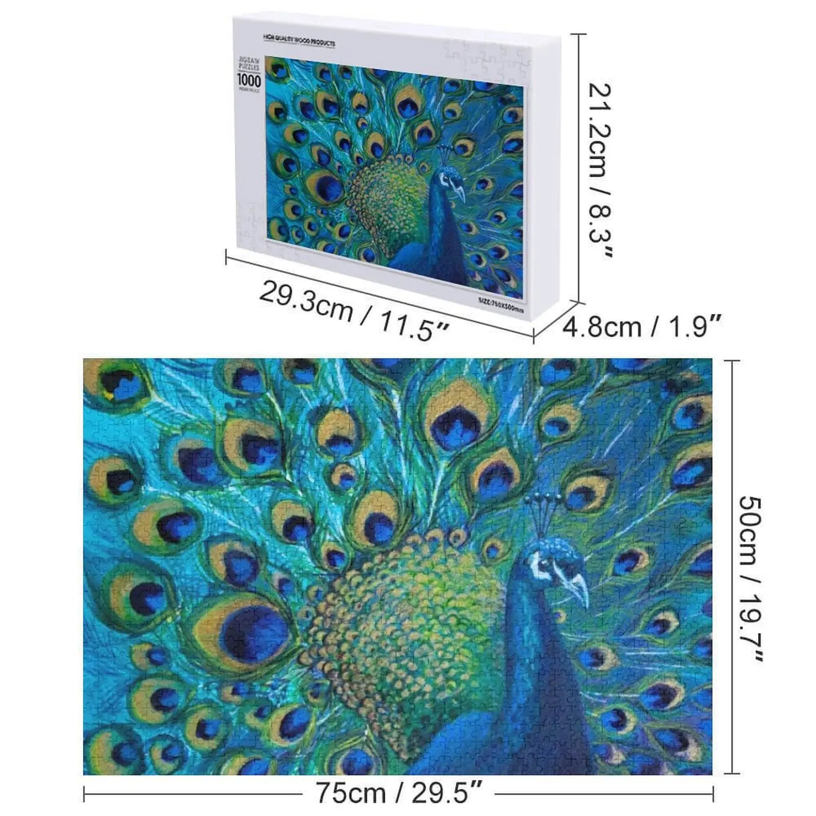 Красивый нарисованный павлин в полной славы. Головоломка с деревянным именем. Персонализированные произведения искусства на заказ.