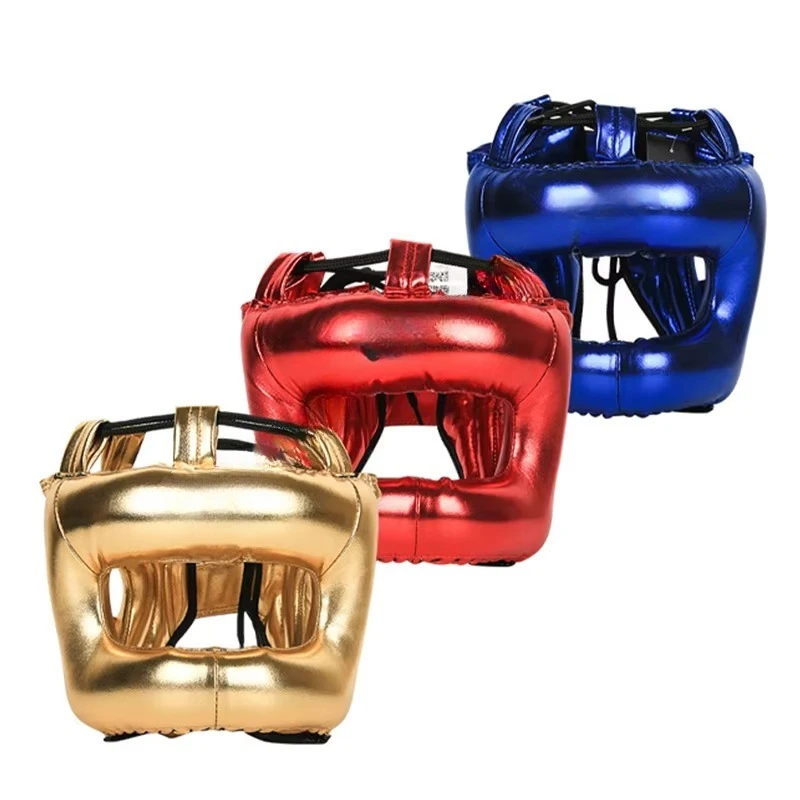 

Boxing head protector Polyurethane leather and cowhide mouth guard for fitness child protection with printed pattern