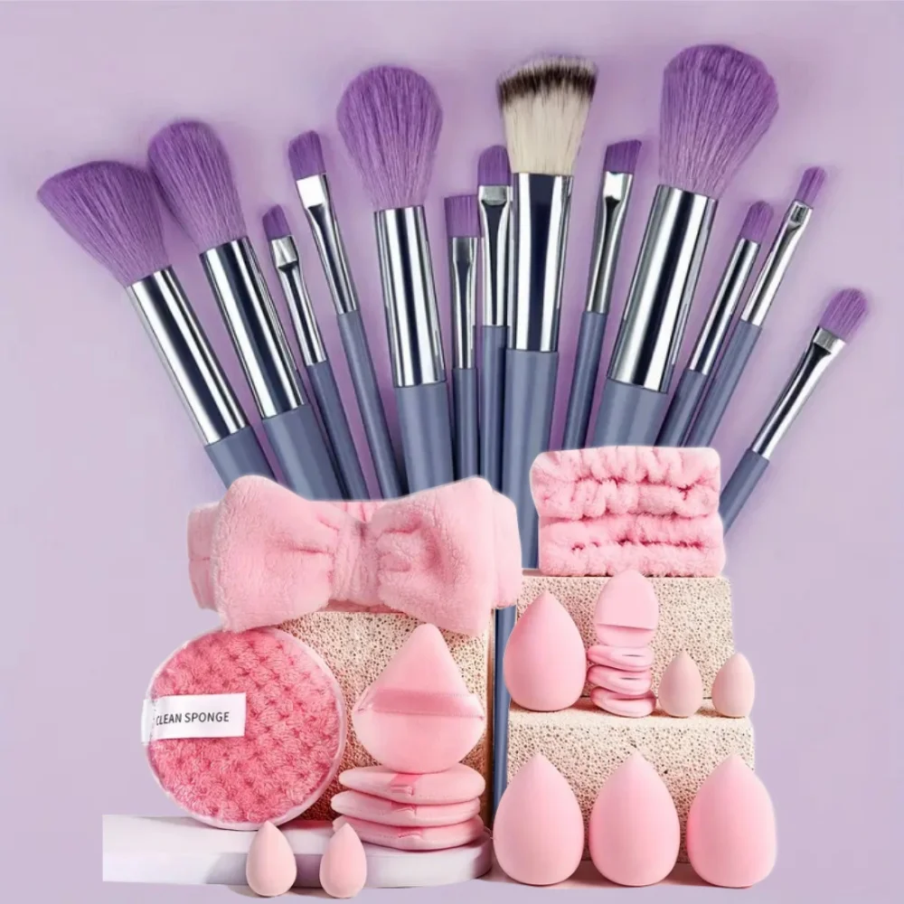 13PCS Makeup Brushes Set Eyeshadow Foundation Highlighter Blush Concealer Female Soft Beauty Tool Puff Beauty Sponges Thumb Puff