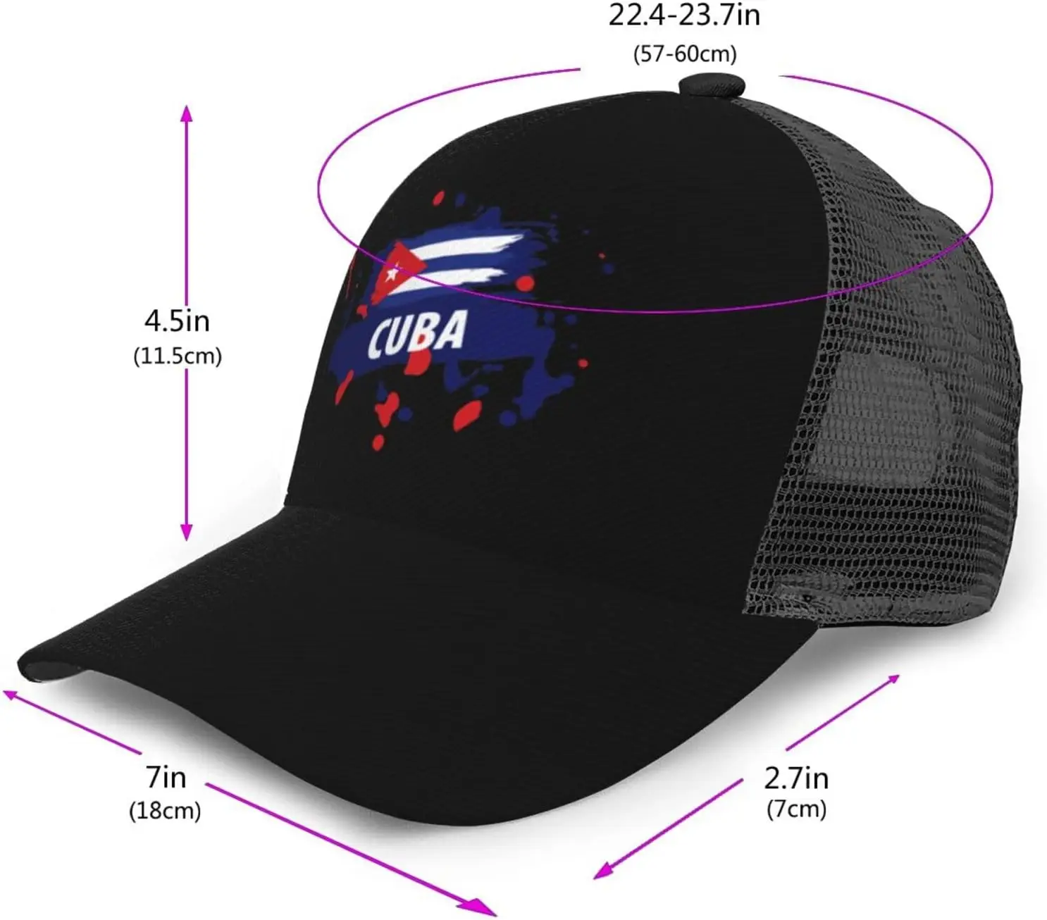 Flag of Cuba Baseball Cap Unisex Adjustable Outdoor Breathable Mesh Baseball Hat