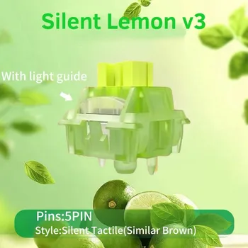 Outemu Silent Lemon V2/V3 Switch Prelubed Mechanical Keyboard Quiet Tactile Switches (Similar Brown) with 5pin Light Guide