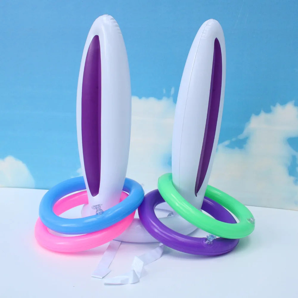 Easter Party Outdoor Toss Game Inflatable Bunny Ring Toss Game Easter Rabbit Ears Ring Toss Party Games Inflatable Toys Gift