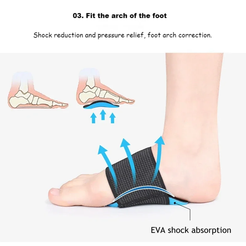 

1 Pair Insole Orthotic Pad Arch Support for Women Men Correction Flat Foot X/O Type Leg Shoe Cushion Insert Orthopedic Half Pad