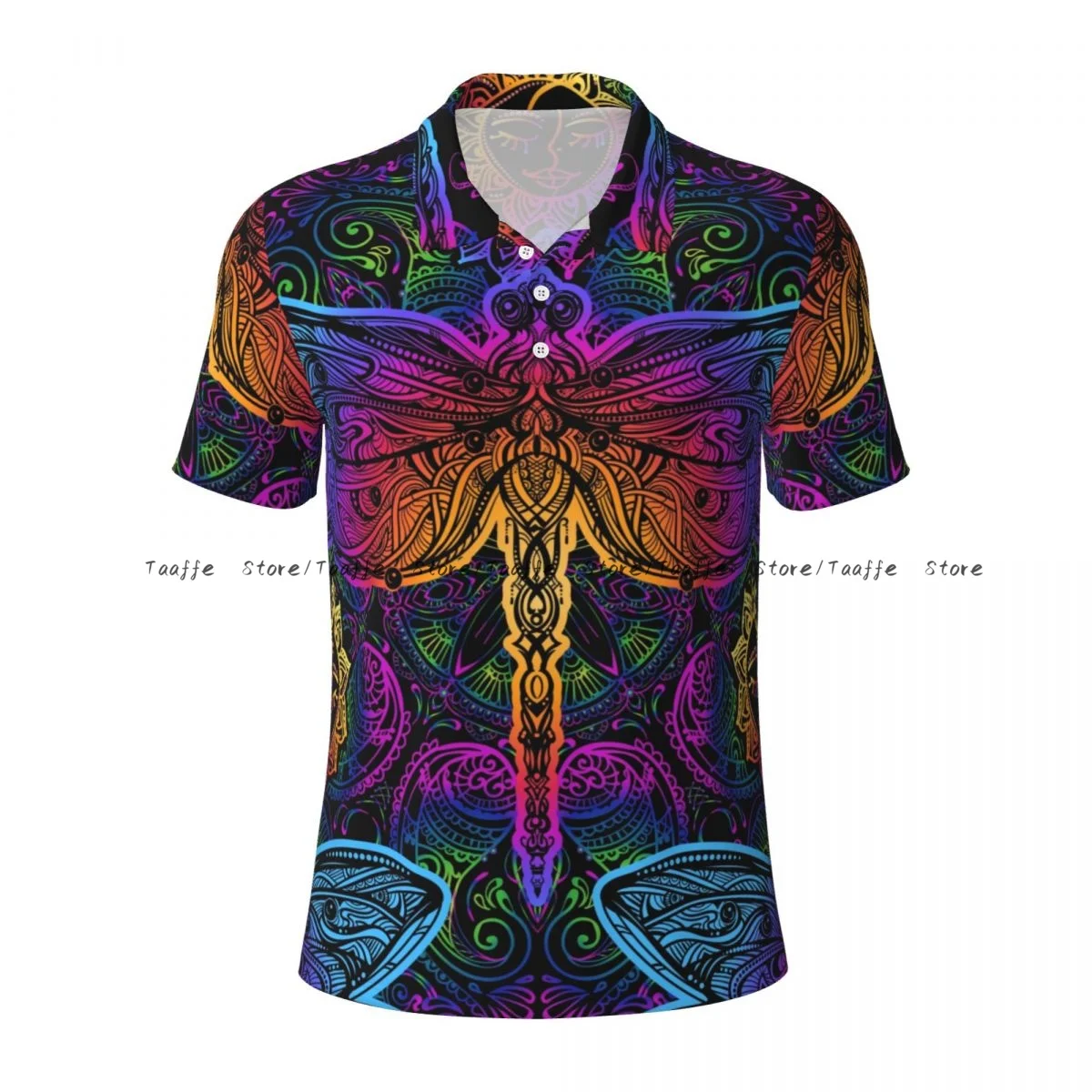 Indian Mandalas Paisley Dragonfly Sun Pattern Men's polo shirt collar T-shirt short sleeve casual street shirt