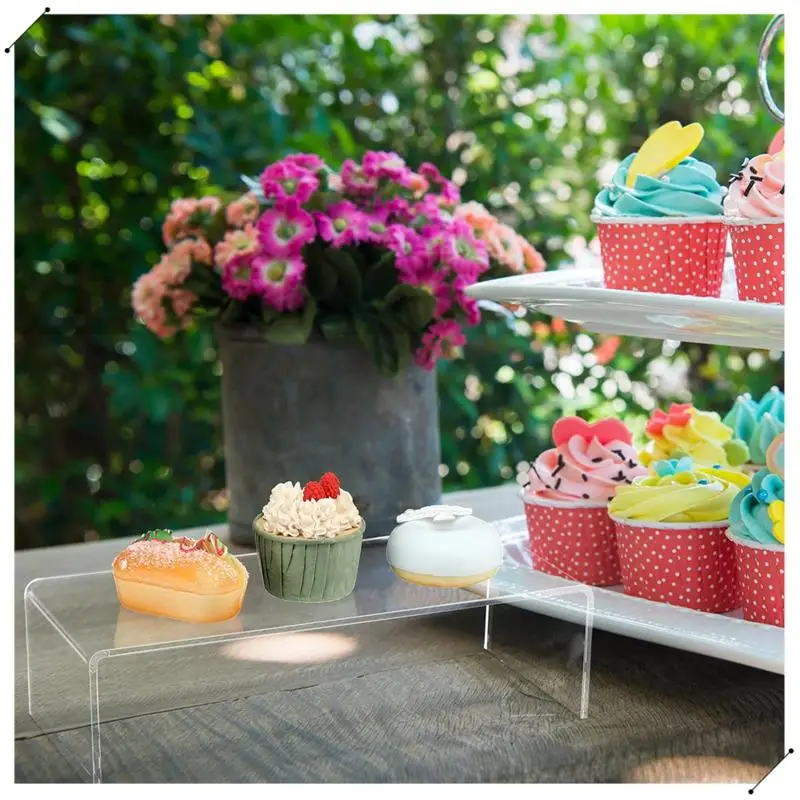 

2 Pcs Acrylic Display Stands Acrylic Risers Dessert Table Display Set Rectangular Clear Display Stand Riser For Display Durable