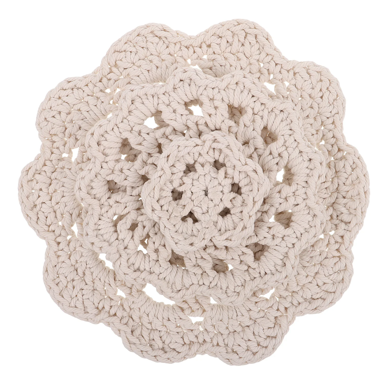 

3Pcs Nordic Cotton Rope Placemats Round Woven Heat Resistant Table Insulation Pads Coffee Coasters Kitchen Office