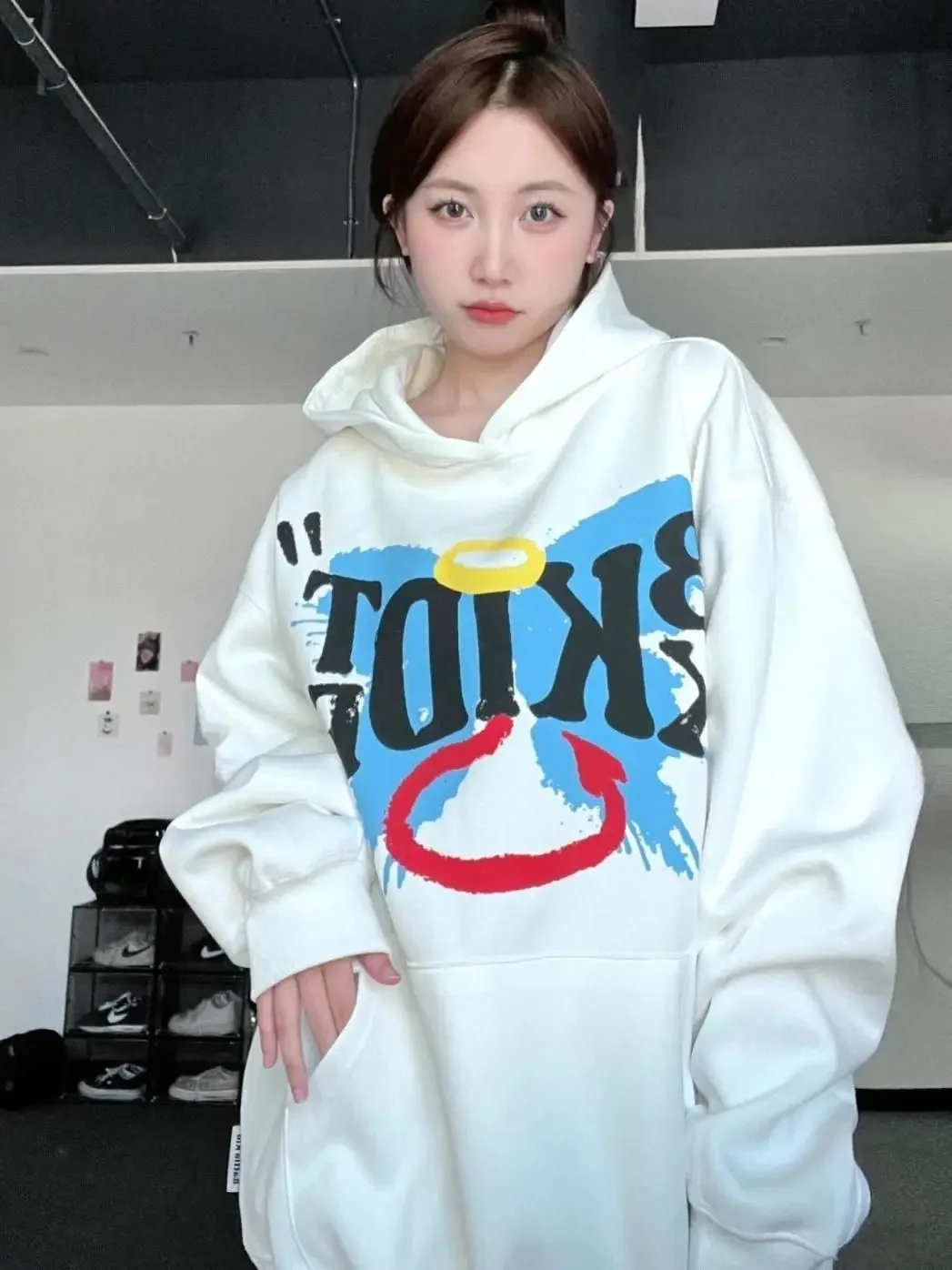 European Retro Letter Wings Funny Printed Hoodies Men Women Hip Hop Oversized Sweatshirt Loose All-match Couples Clothes Winter