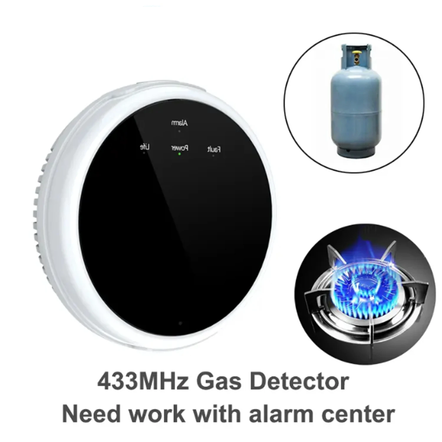 Detector de Fugas de Gas Inalámbrico de 433MHz, Detector de Fugas de Gas Combustible, Propano, Butano, Metano, Gas Natural para Sistema de Alarma Antirrobo para el Hogar