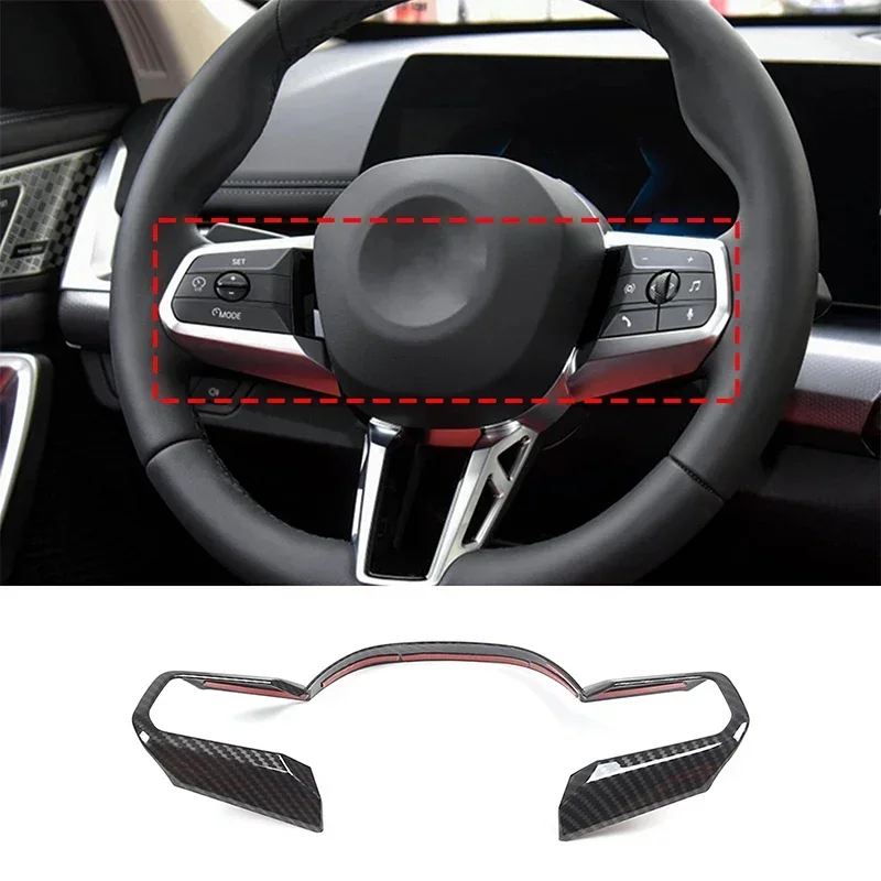 For BMW X1 iX1 U11 2023-2024 ABS Carbon Fiber Car Steering Wheel Decorative Frame Cover Trim Sticker Interior Car Accessories