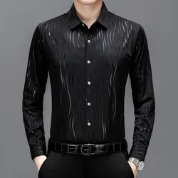 Men's Spring and Autumn New Ice Silk Casual Comfort Versatile Long Sleeve  Men Clothing