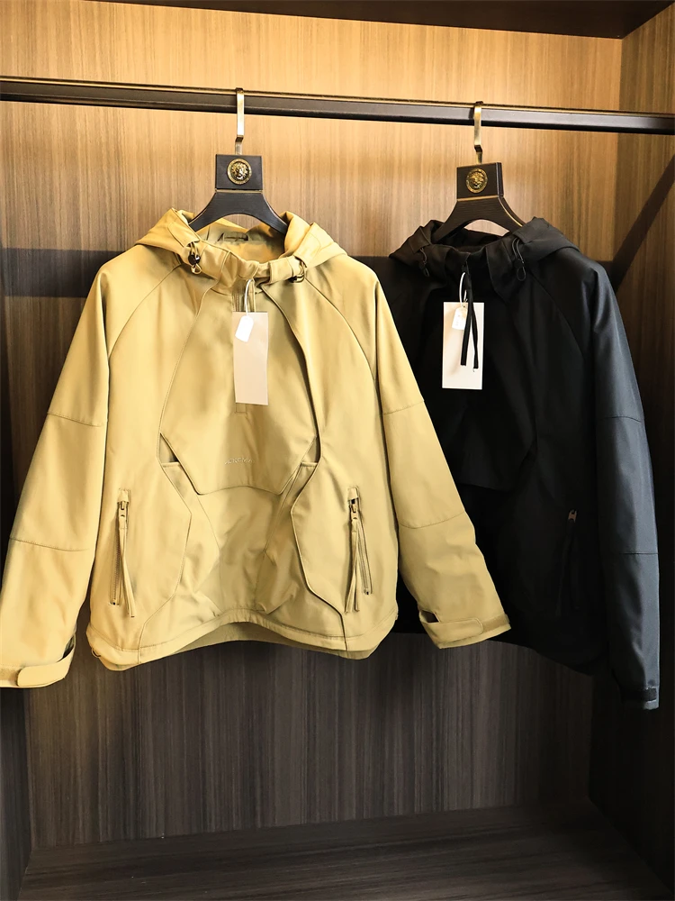 

Outdoor Men's OS Fit High Densi Waterproof Hooded Jaet f Zipper Casual Faion Autumn Wear Youth Straight Hem Jaet