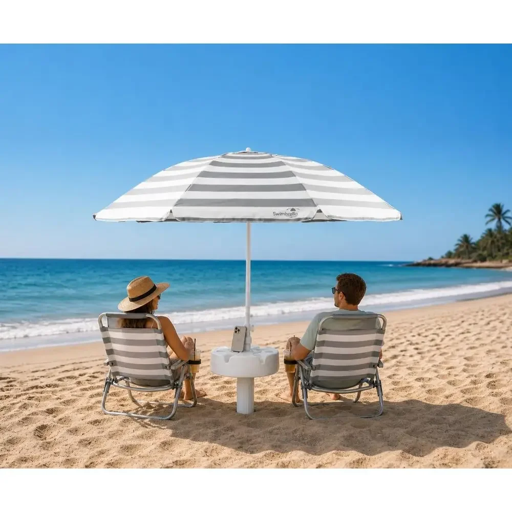 Portable Shade Umbrella with 6 Cup Holders for Outdoor Oasis by the Water