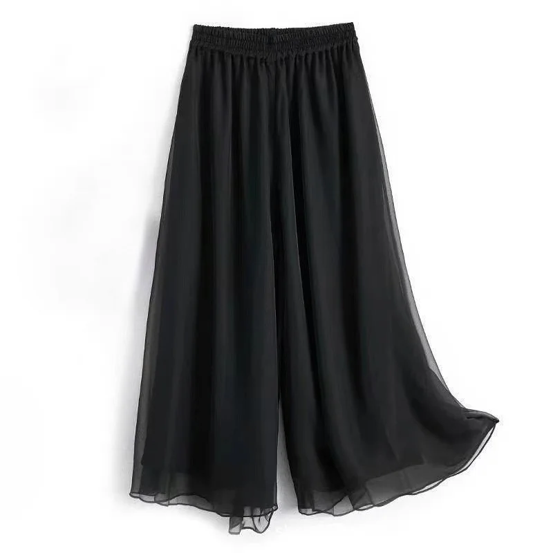 Summer Chiffon Wide Leg Pants for Women Yoga Pants Classica Dancer Trousers Two Layer Dance Practice Clothes Loose Dancing Pants