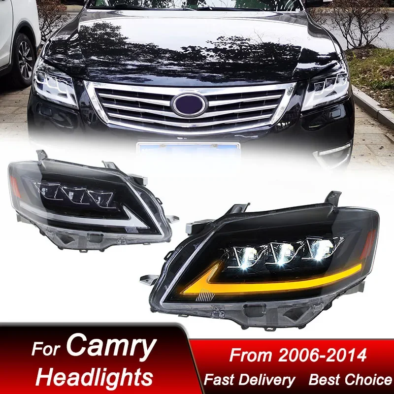 

Поп-автомобильные светодиодные фары для Toyota Camry 2006-2014 в стиле Lexus, светодиодные фары в сборе, аксессуары для линз проектора с высокой настройкой