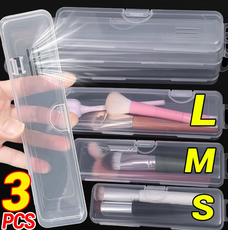 Portable Makeup Brush Organizer Eyebrow Pencil Chopsticks Multi-purpose Transparent with Cover Container Storage Box Accessories