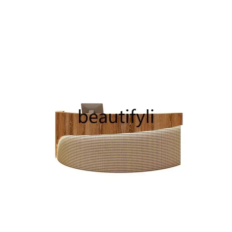 

25LD Simple beauty salon bar counter light luxury clothing store rattan checkout page arc barber shop company