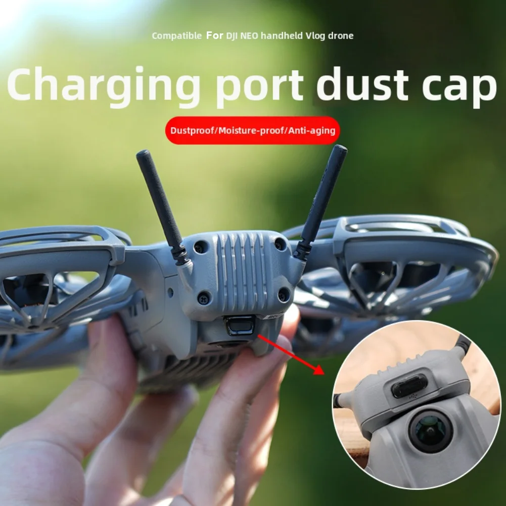 3pcs Drones Charging Port Cap For DJI NEO2 Handheld Vlog Drones Charging Port Silicone   Dustproof Cover With Anti-loss Strap
