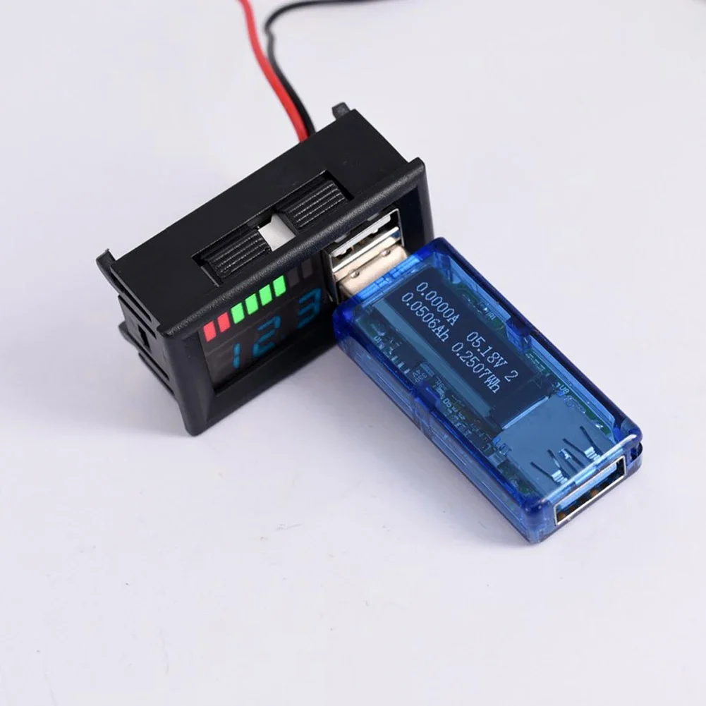 12V Car Voltmeter Voltage Meter Panel Dual USB Output 5V 2A Battery Capacity Indicator Power Tester for Lead Acid Battery