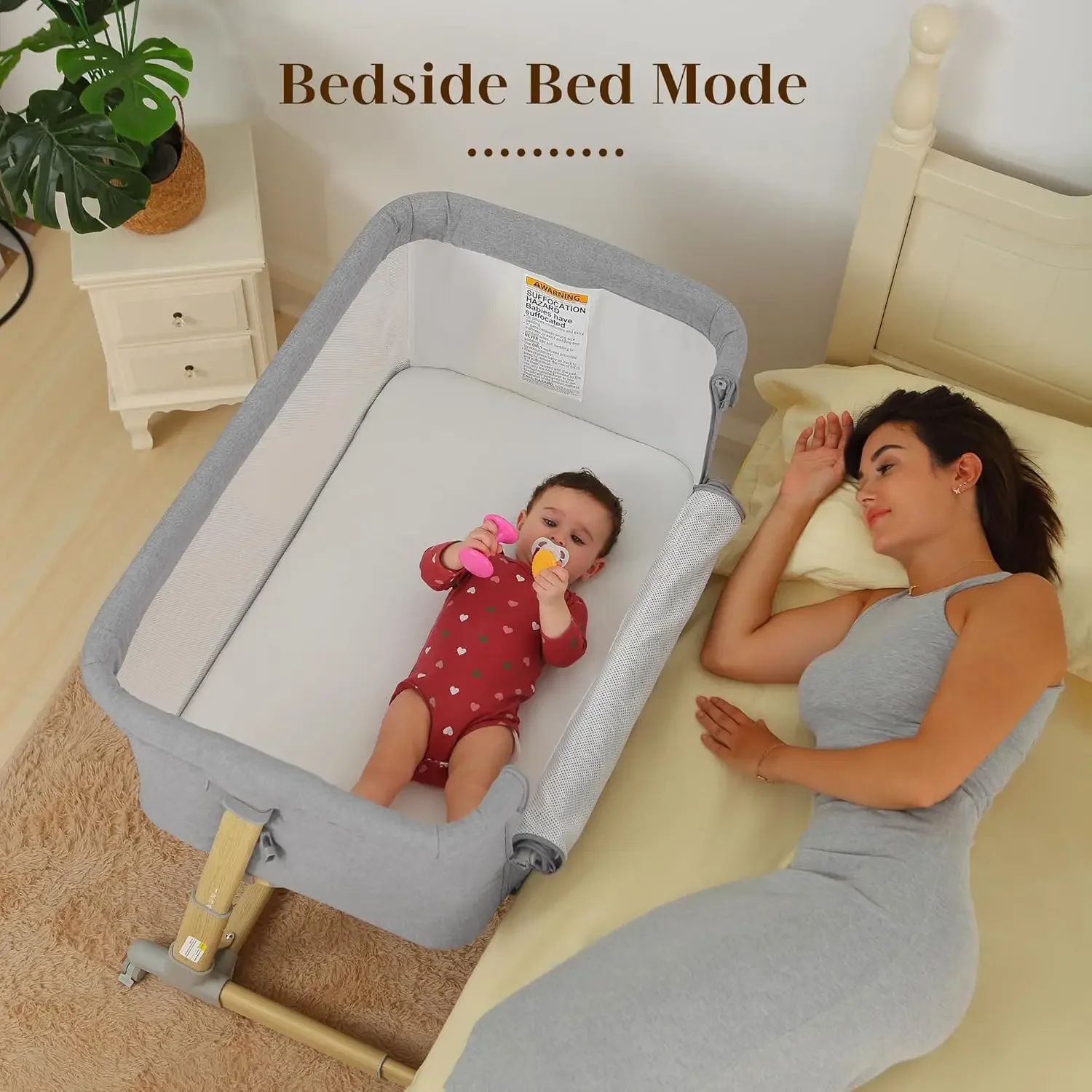 Baby Bassinets,All mesh Bedside Sleeper,Portable for Safe Co-Sleeping,Adjustable Crib,Baby Bed for Infant Newborn