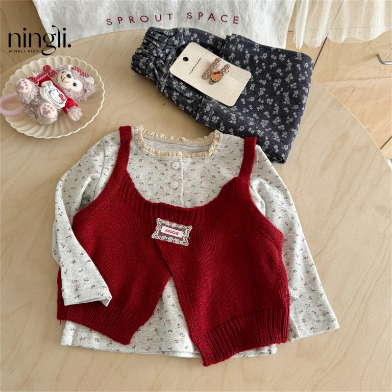 

Girls' Korean Style Two-Piece Outfit2025New Spring and Autumn Fashionable Outfit for Little Girls