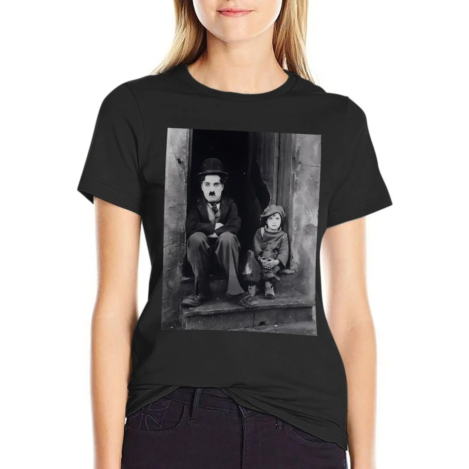 Charlie Chaplin - The Kid T-Shirt Blouse animal print cat shirts for Women