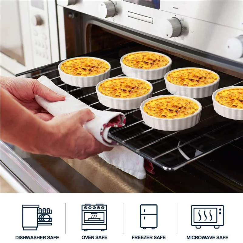 

N04R 5 Oz Creme Brulee Ramekins, Round Fluted Quiche Dishes Tart Pan, Oven Safe Ramekins For Baking, Souffle, Ramekins 18Pack