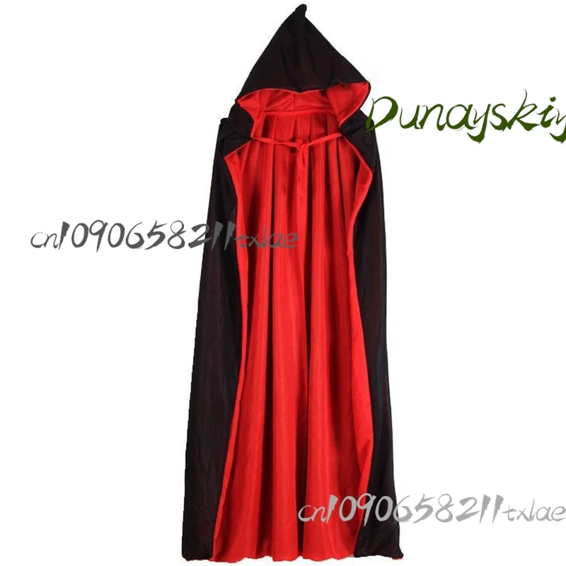 할로윈 여성 남성 의류 코스프레 의상 성인 스탠드 칼라 케이프 블랙 레드 가역 모자 뱀파이어 케이프 할로윈 파티