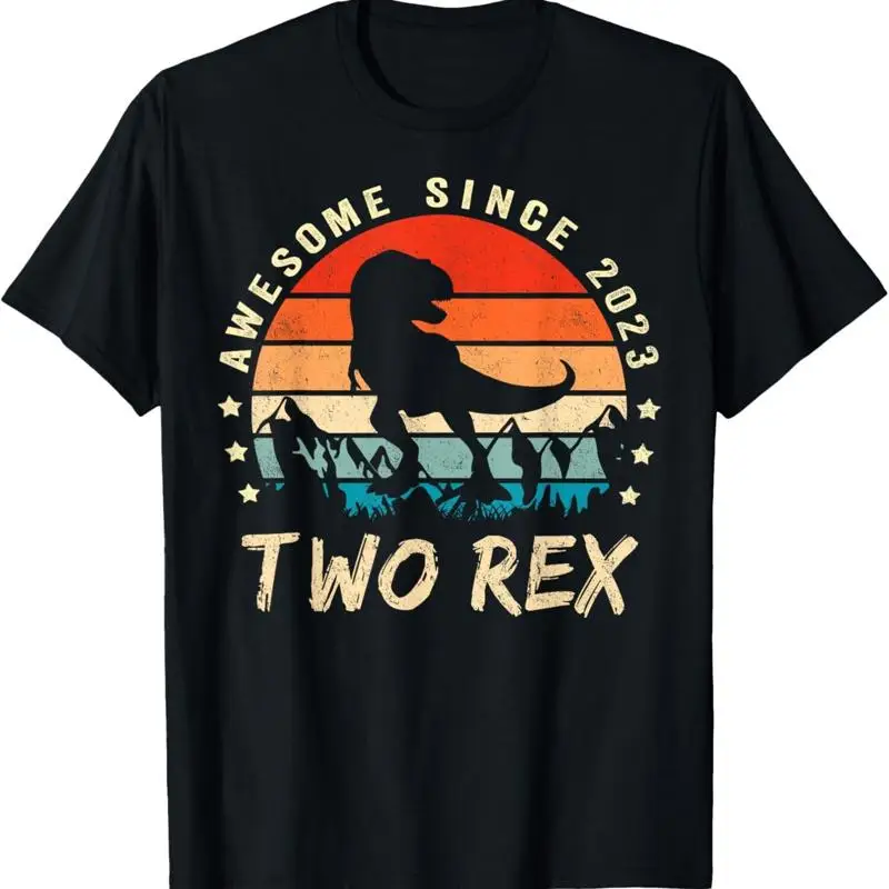 Two Rex 2nd Birthday Second Dinosaur 2 Year Old T Shirt