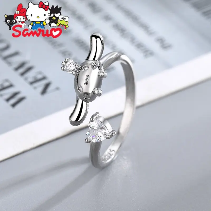 Sanrio Cinnamonroll Set Diamond Ring Women's Opening Fashion Student Girlfriend Finger Rings Toy Jewelry Girls Christmas Gifts