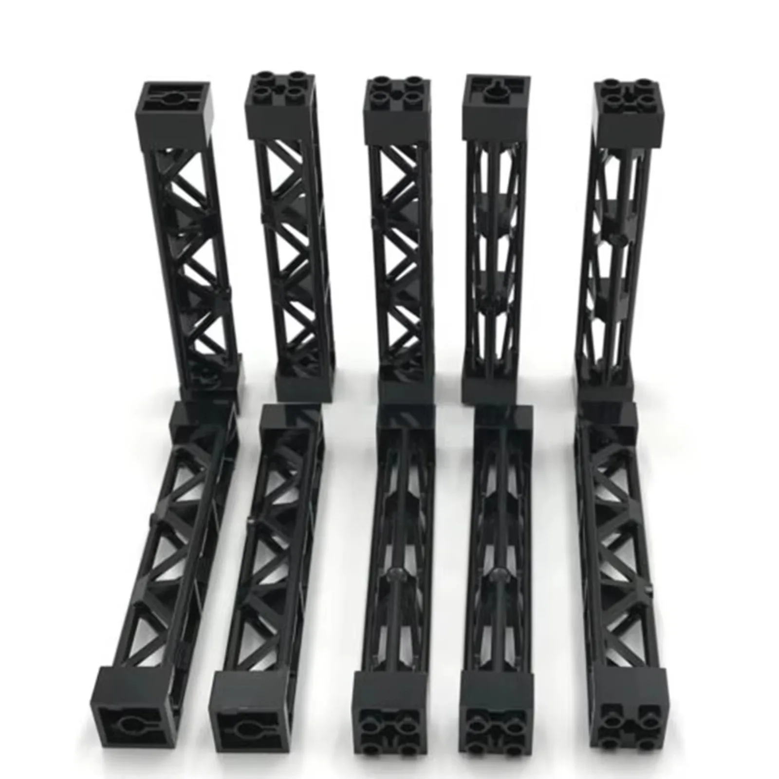 DIYmall 10PCS Black Train Track Support Girder - Triangular 2x2x10 for legoeds Compatible MOC 58827 95347