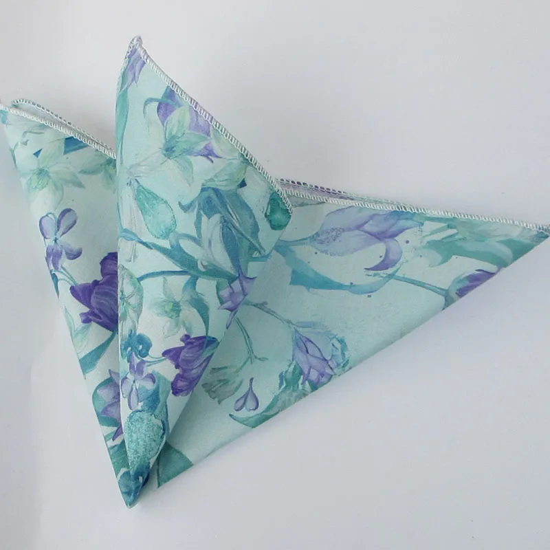 المألوف الرجال الأزهار زهرة القطن منديل جميل 25 سنتيمتر الأخضر الأزرق المطبوعة وشاح قميص اليومية دعوى اكسسوارات الزفاف