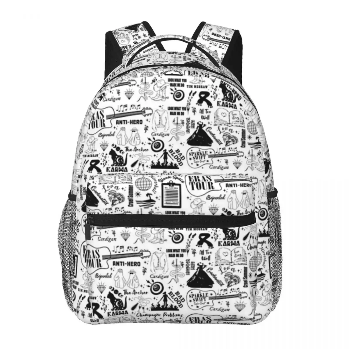 Taylor-Swift-Eras Tour - Pattern Doodle Printed Lightweight Casual Schoolbag For School, Outdoor, Shopping, Office 16in