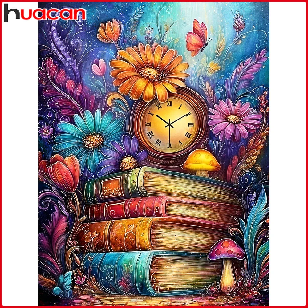 Huacan 5D DIY Diamantmalerei Gänseblümchen Bücher Diamant-Mosaik Blumen Komplettset Dekorative Gemälde