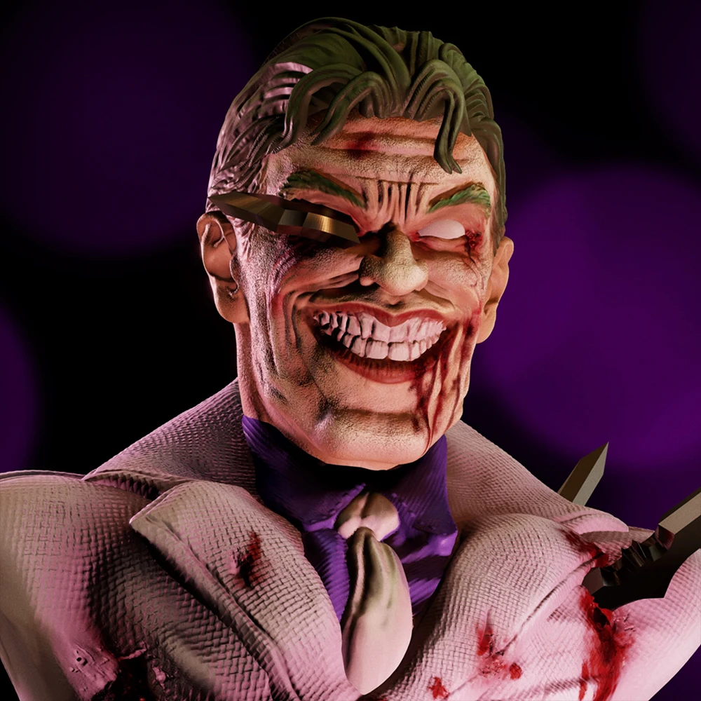 65mm Joker Bust Holder Grey Resin Figurine Toy Unpainted GK Doll Unassembled 3D Print Miniature Reduction Statue Toys