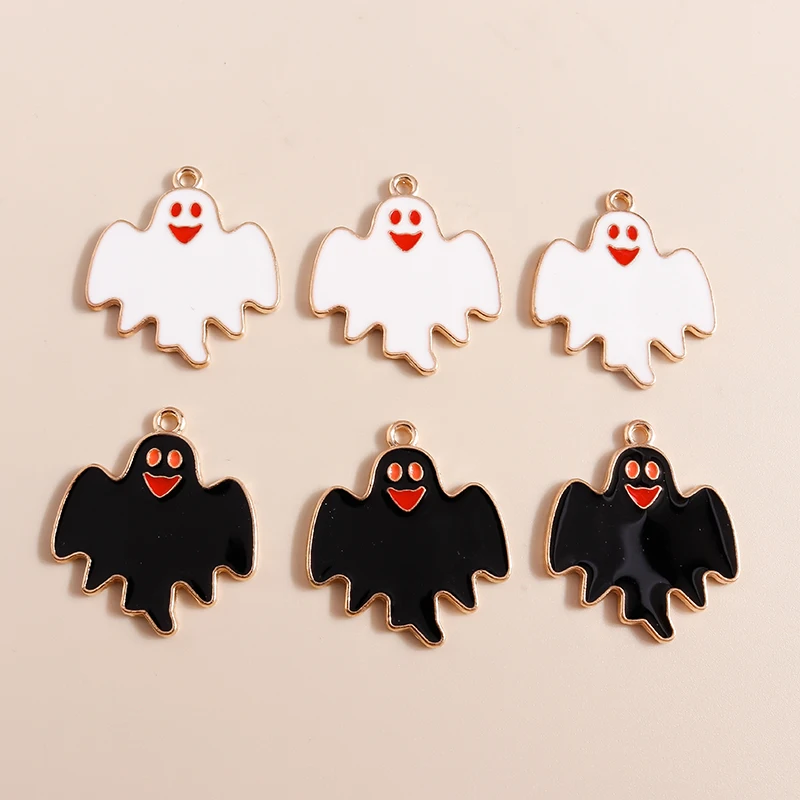 10pcs Mix Cute Enamel Halloween Charms Pumpkin Ghost Bat Charms Pendants for Jewelry Making DIY Earrings Necklace Accessories