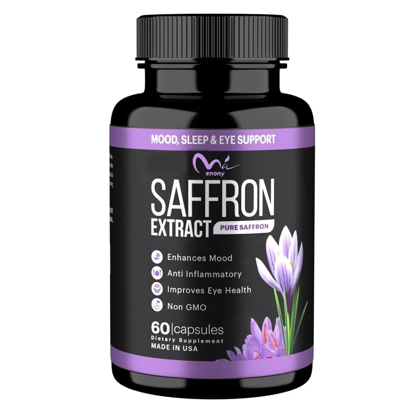 Saffron extract (88.5 milligrams) - enhances energy,enhances mood, and supports the eyes with 60 capsules for both men and women