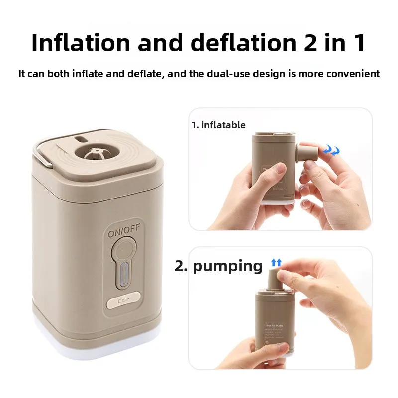 1pcs Mattress Air Pump Air Compressor 2 in 1, Lightweight Inflating Pump with Camplight, Hiking Travel Must Have Supplies