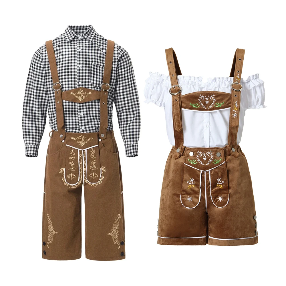 

German Bavarian Beer Outfit Oktoberfest Costume Traditional Couple Cosplay Oktoberfest Clothes Tavern Bartender Waitress Outfit