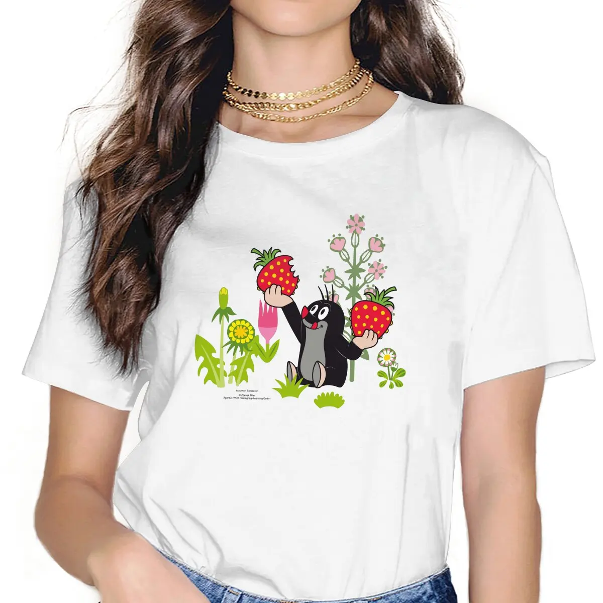 Anime Krtek The Mole Maulwurf Erdbeeren Tshirt Homme Women's Clothes Unisex Blusas T Shirt For Women