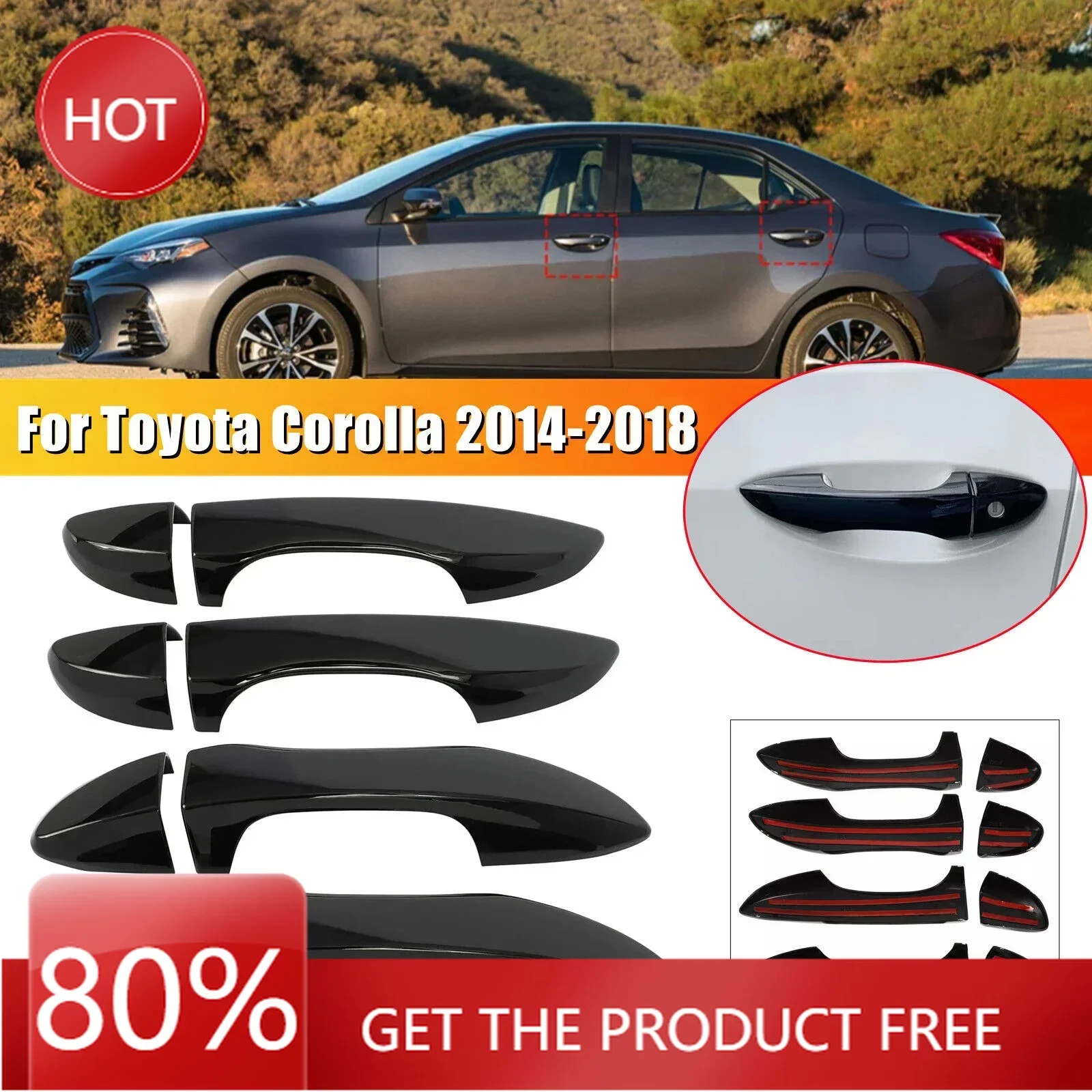 

Чехлы на зеркала для LHD Toyota Corolla 2014 2015 2016 2017 2018, стиль из углеродного волокна, накладка на дверную ручку автомобиля, наклейка, аксессуары