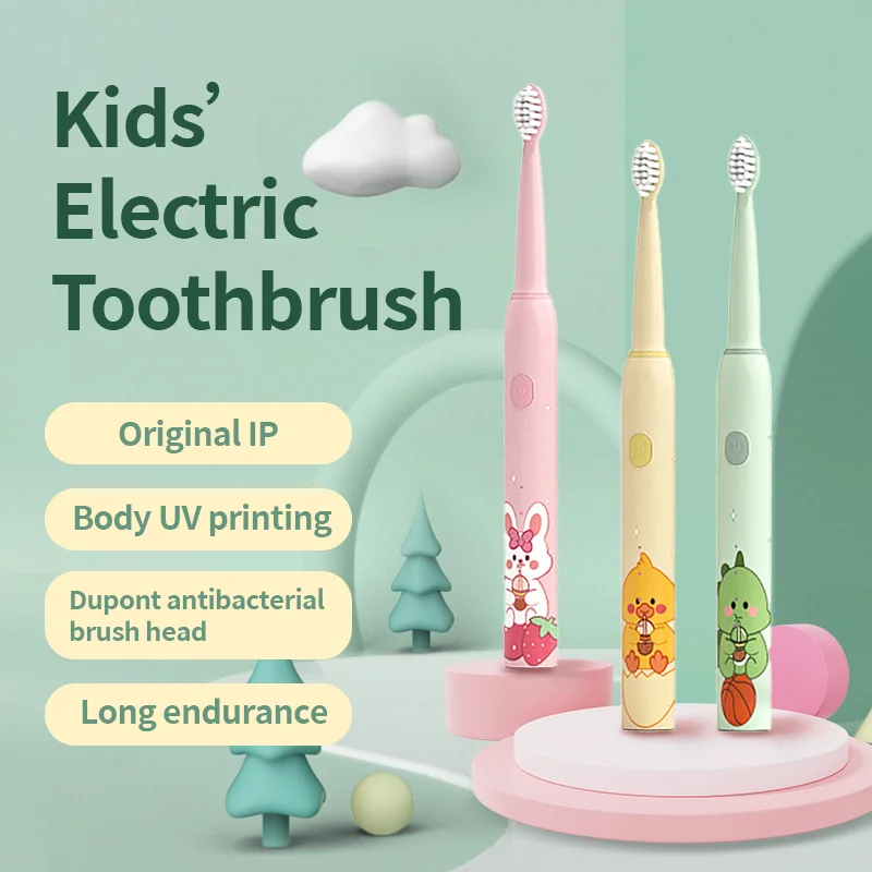 

Children's Electric Toothbrush Kid Cartoon Ultrasonic Sonic Electric Toothbrush with 5 Replacement Heads Electric Brush Children