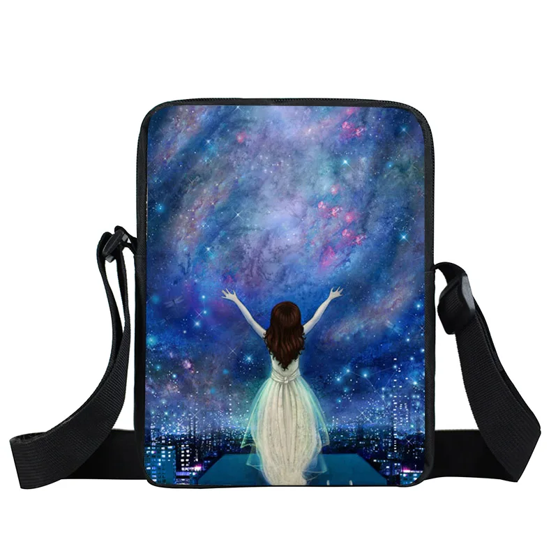 Galaxy / Nightfall Tree Crossbody Bag Women Handbags Ladies Canvas Shoulder Bags for Travel Small Satchels Leisure Messenger Bag