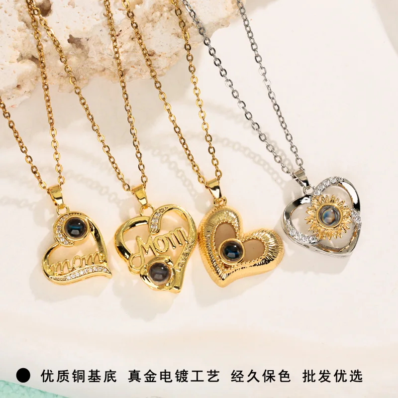 2026 Warm and Heartwarming Necklace, Female Design, Attending A Banquet in 100 Languages, I Love You, Projection Heart Pendant