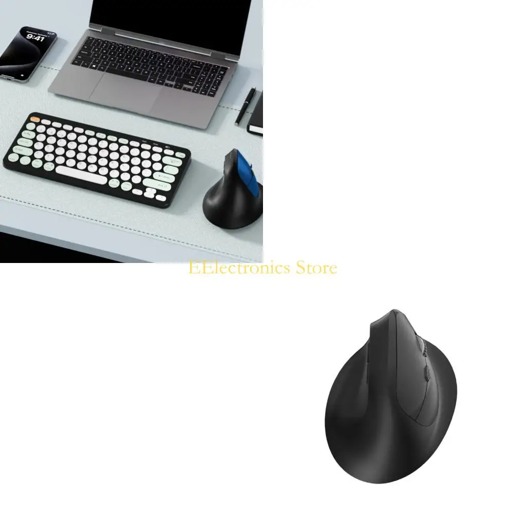 B03C Bluetooth-Compatible And 2.4G Wireless Vertical Mouse With AntiSlip Grip For Home Office And Business Travel