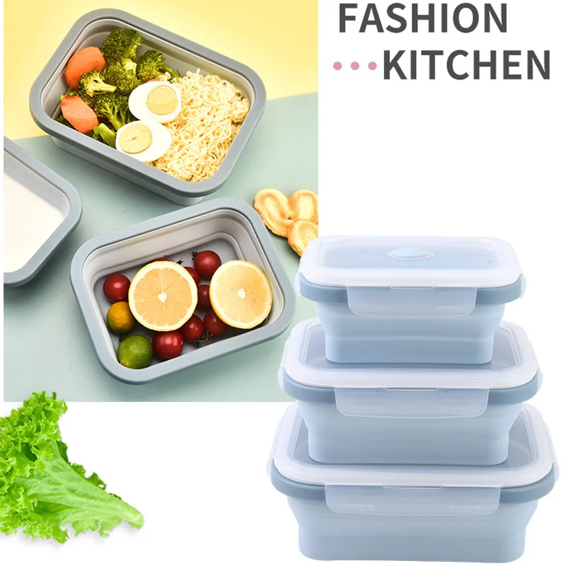 Silikon faltbare Bento Box 1/3pc zusammen klappbare tragbare Brotdose für Lebensmittel Geschirr Lebensmittel behälter Schüssel Lunchbox Geschirr