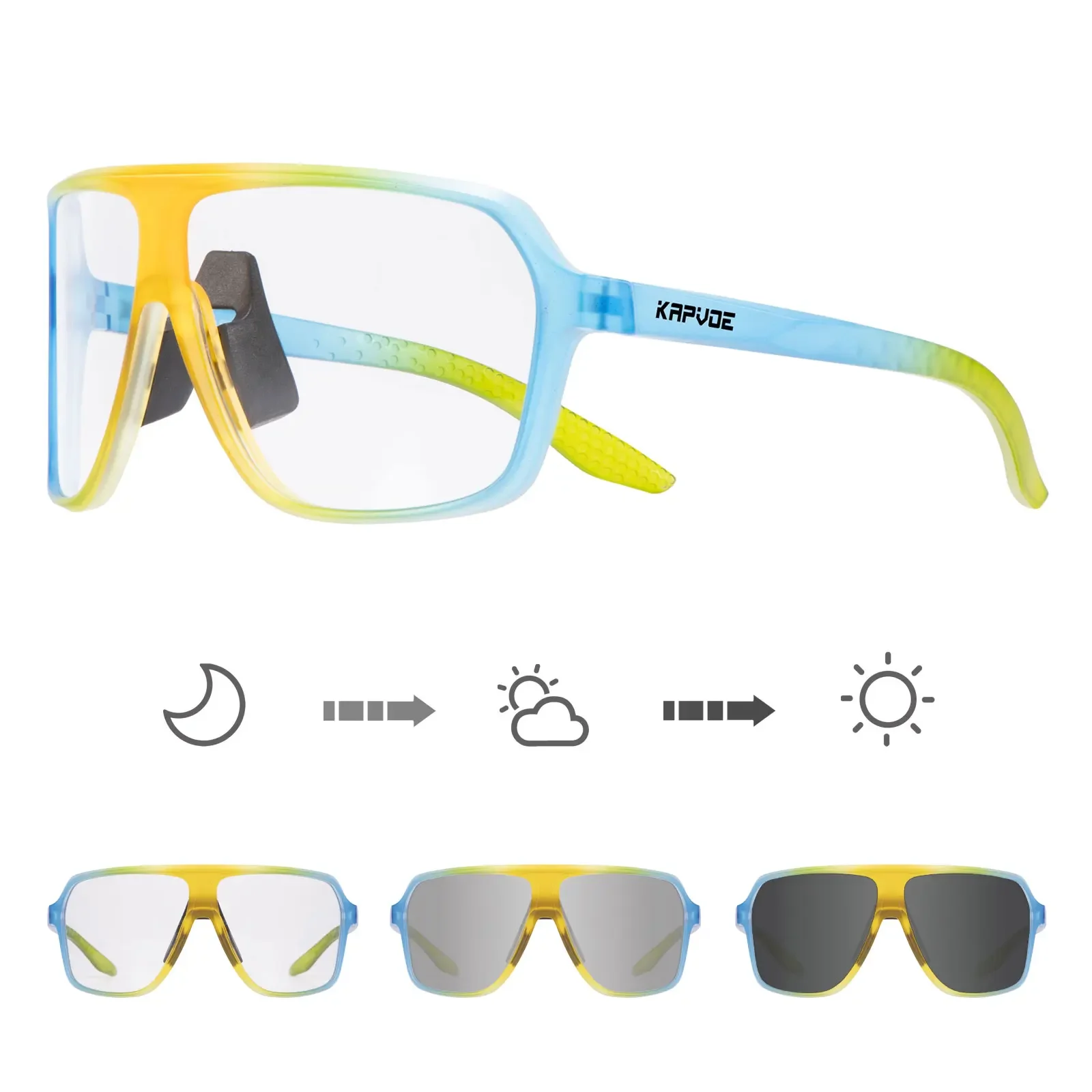 Kapvoe Photochrome Fahrrad-Sonnenbrille, polarisiert, für Herren, Fahrradbrille, Mountainbike, Fahrradbrille, MTB-Brille, Geschwindigkeit, Sport