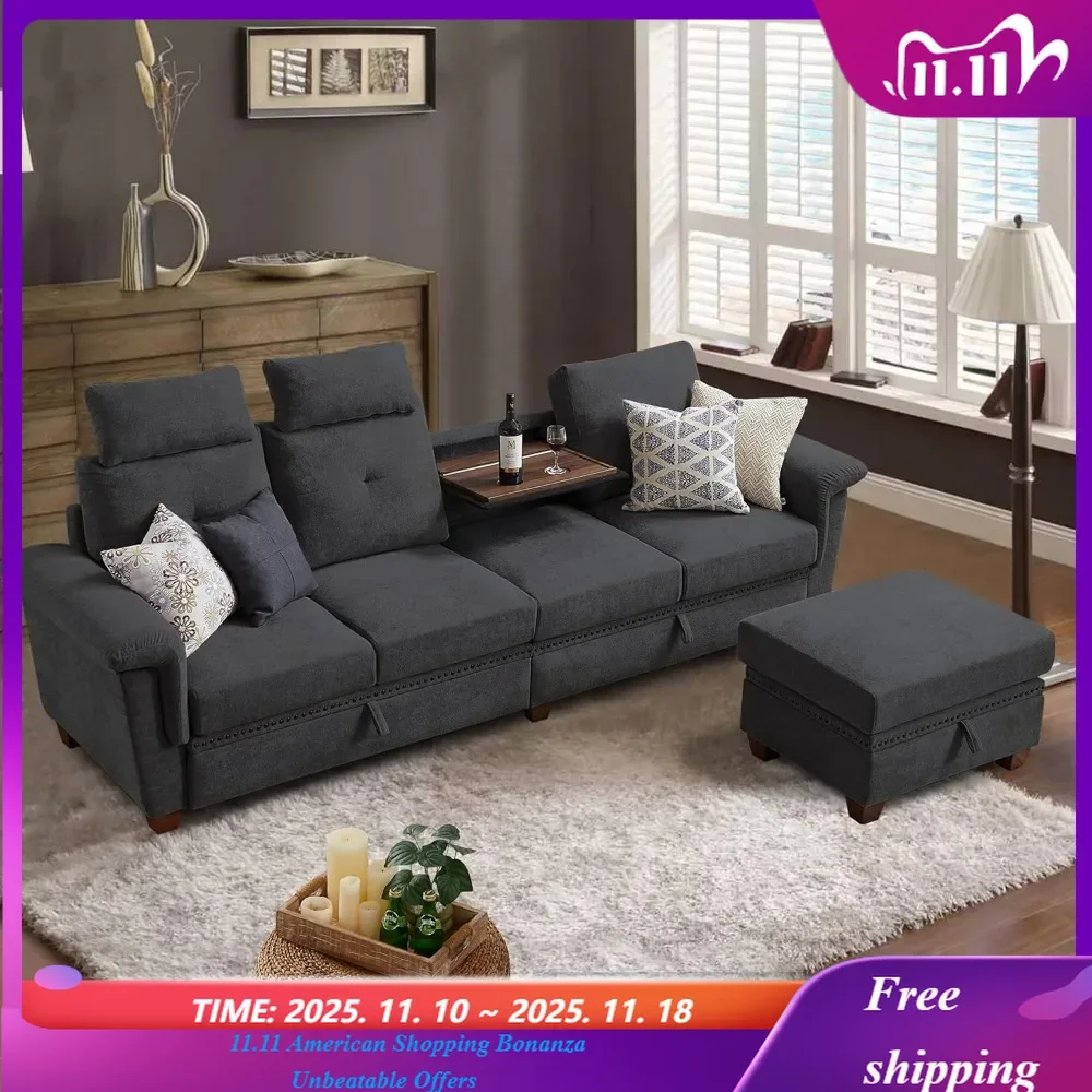 

Современный L-образный трансформируемый секционный диван с высокой спинкой и подстаканником, мягкий диван из микрофибры для гостиной