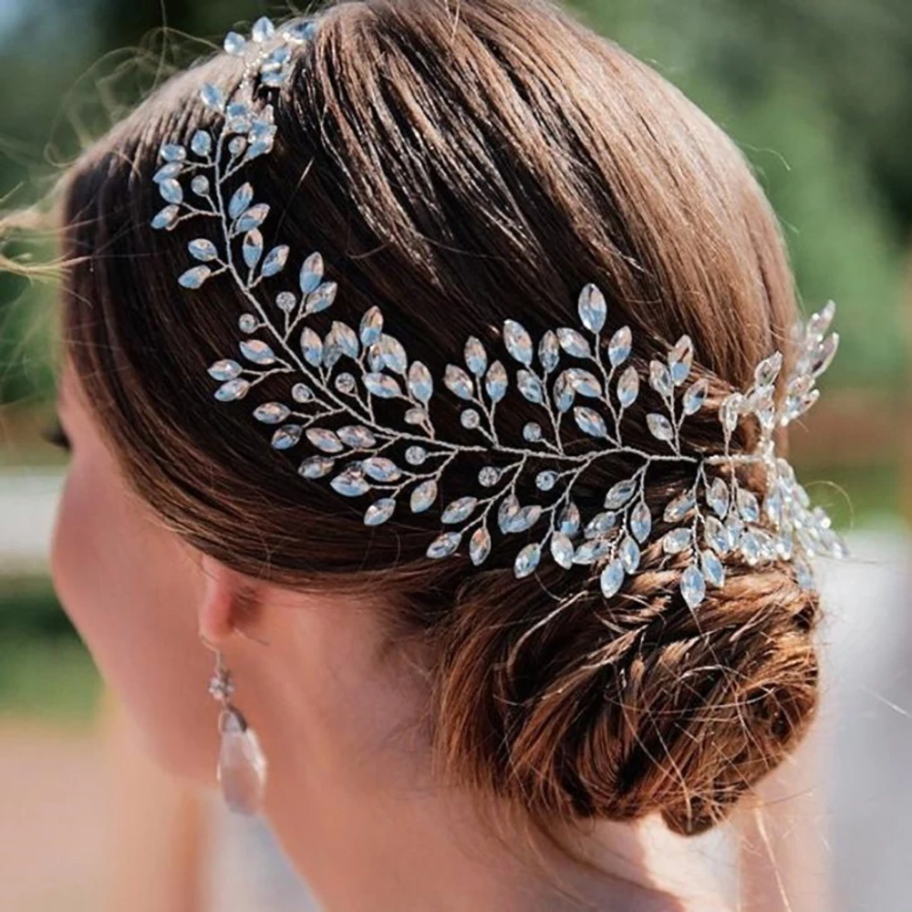 Fashion Silver Color Crystal Headbands Wedding Bridal Rhinestone Hairbands Women Head Jewelry