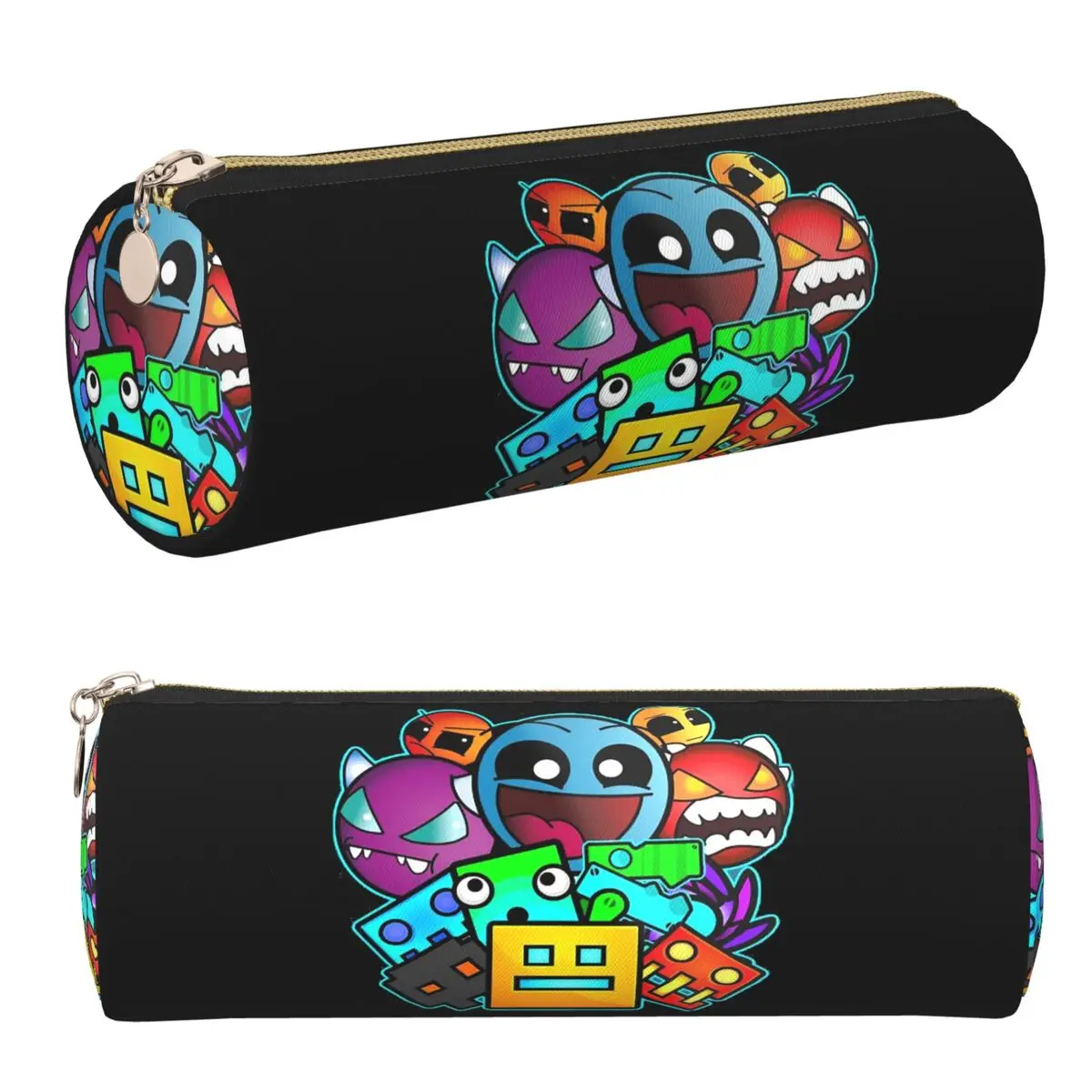Geometry Dash Game Music Cute Geometric Pencil Case Pencil Pouch Cylinder Pen Box Pencil Bag for Studen School